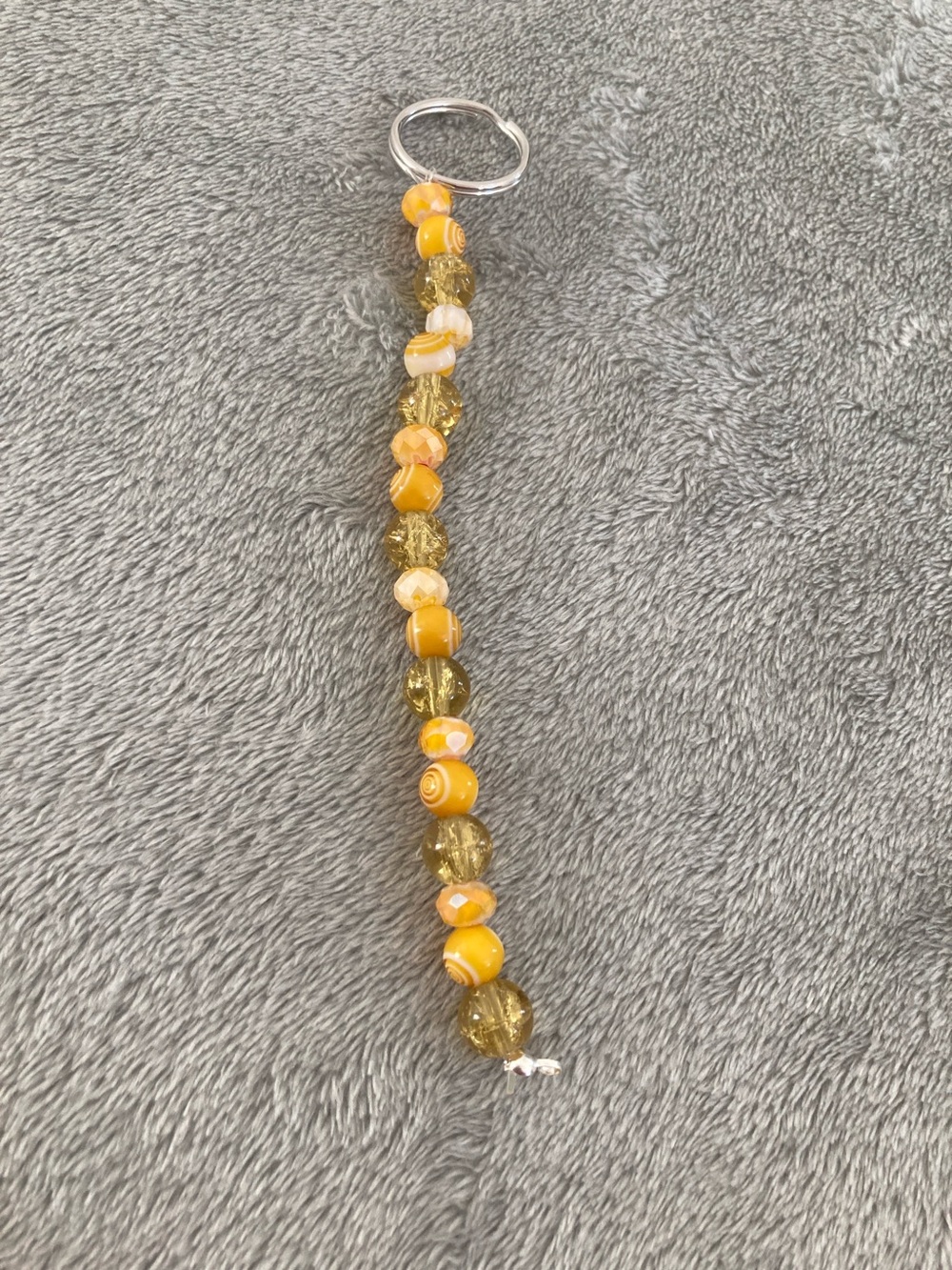 Yellow beaded keychain